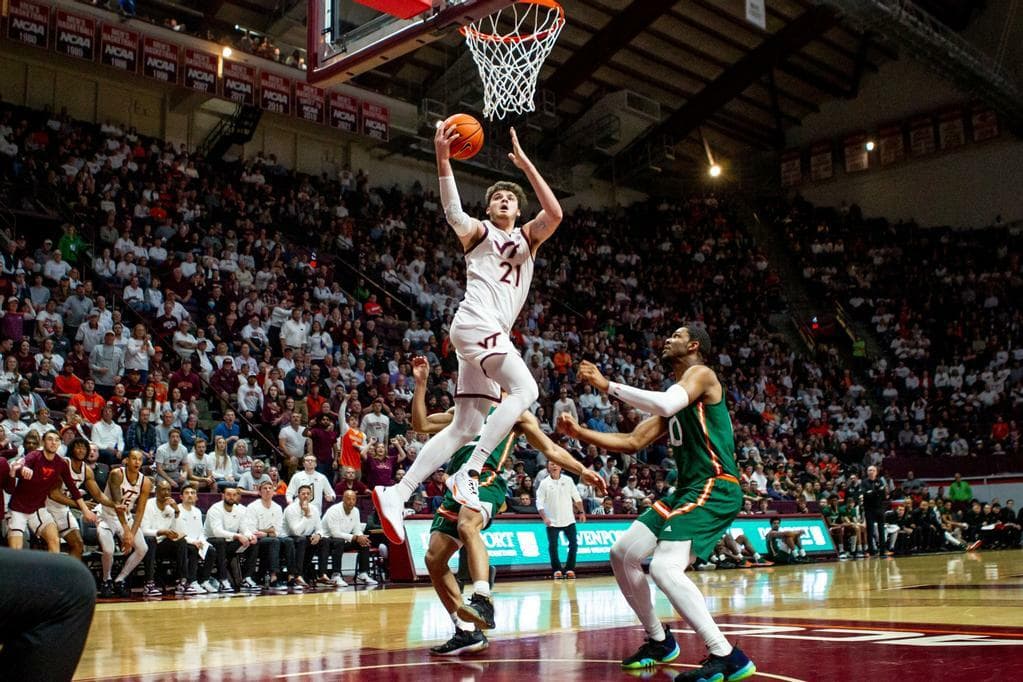 Virginia Tech Can't Surpass No. 13 Miami, Lose to Hurricanes 76-70